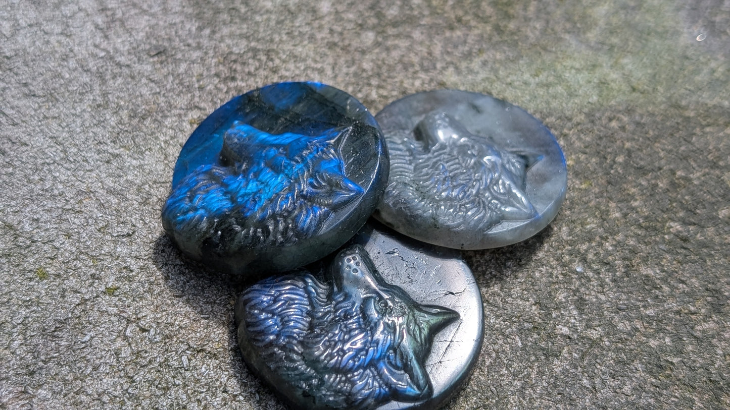 Labradorite Wolf Coin